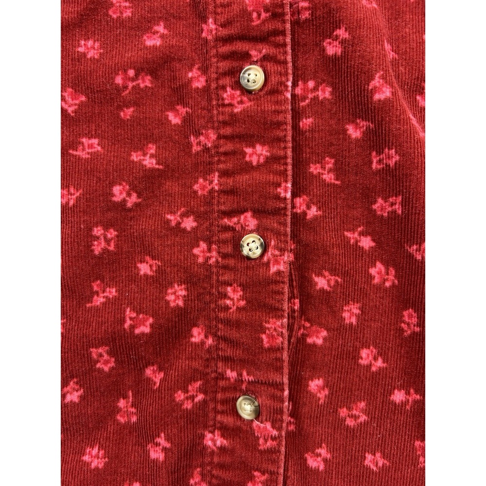 Disney Winnie The Pooh Shirt Womens XL Red Corduroy Leaves Embroidered Pocket - Picture 4 of 12
